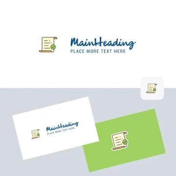 Text document vector logotype with business card template. Elegant corporate  Ilustración de archivo