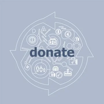 Text Donate. Business concept . Icon and button set Stock Illustration