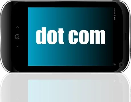 Text dot com. Information concept . Detailed modern smartphone Stock Illustration