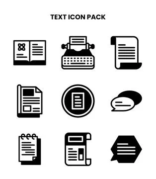 Text DuoTone Vector Icons Pack Stock Illustration