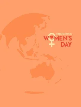 Text with Earth globe on background. International Women's Day poster Stock Illustration