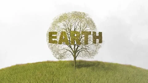 Text earth the tree falling leaves Stock Footage 43736337