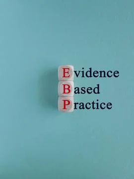 Text EBP Evidence-based practice concept on wooden cubes. Stock-Fotos