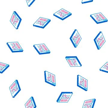 Text edit seo optimization isometric icon seamless pattern Stock Illustration