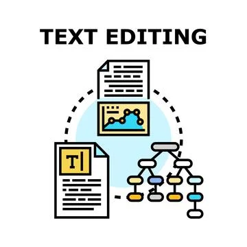 Text editing concept with document and data processing Stock Illustration