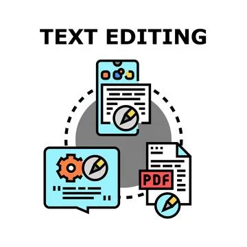 Text editing concept with mobile and document Stock Illustration