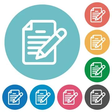Text editing outline flat round icons Stock Illustration
