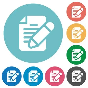 Text editing solid flat round icons Stock Illustration