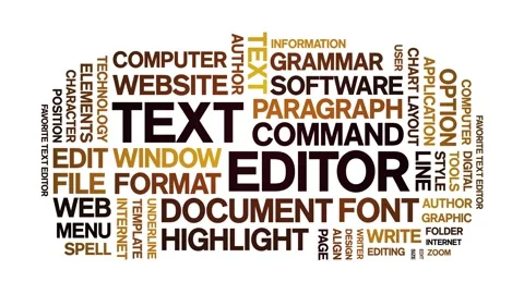 Text Editor animated word cloud,animation tag kinetic typography seamless loop. Stock Footage 301574449