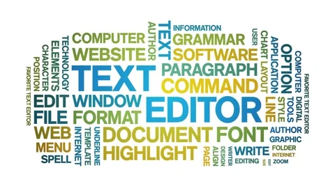 Text Editor animated word cloud,animation tag kinetic typography seamless loop. Stock Footage 301574477