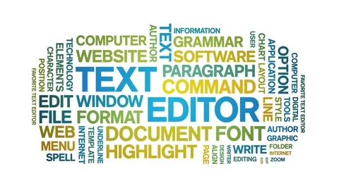 Text Editor animated word cloud,animation tag kinetic typography seamless loop. Stock Footage 301574488