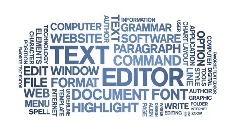 Text Editor animated word cloud,animation tag kinetic typography seamless loop. Stock Footage 301574531