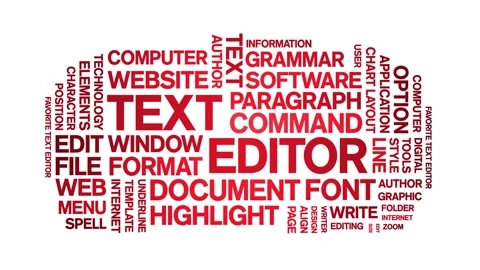 Text Editor animated word cloud,animation tag kinetic typography seamless loop. Stock Footage 301574598