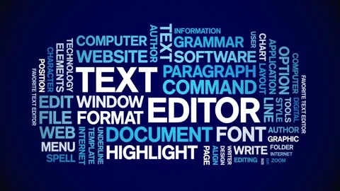 Text Editor animated word cloud,animation tag kinetic typography seamless loop. Stock Footage 301574874