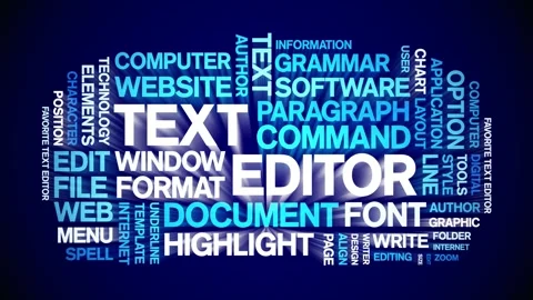 Text Editor animated word cloud,animation tag kinetic typography seamless loop. Stock Footage 301574906