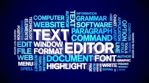 Text Editor animated word cloud,animation tag kinetic typography seamless loop. Stock Footage 301574933