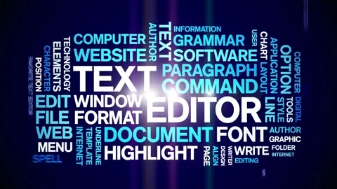 Text Editor animated word cloud,animation tag kinetic typography seamless loop. Stock Footage 301574976