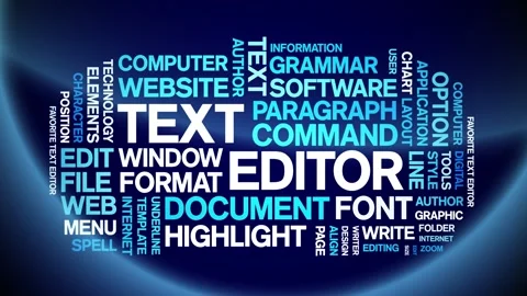 Text Editor animated word cloud,animation tag kinetic typography seamless loop. Stock Footage 301575051