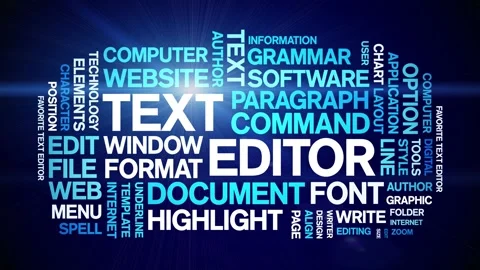 Text Editor animated word cloud,animation tag kinetic typography seamless loop. Stock Footage 301575080