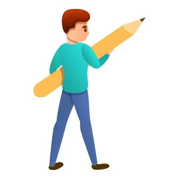 Text editor man icon, cartoon style 스톡 일러스트
