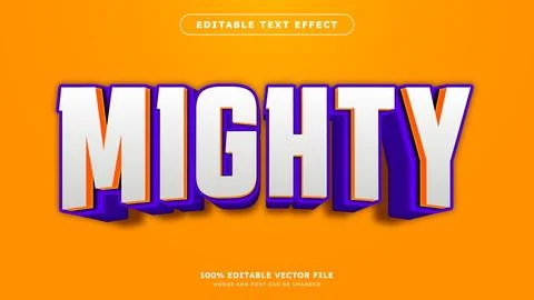 Text Effect 3D Bold Purple and Orange Editable Text Effect Stock Illustration