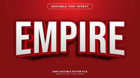Text Effect 3D Red Empire Editable Text Effect Stock Illustration