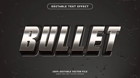 Text Effect 3d silver metallic style editable font effect Stockillustratie
