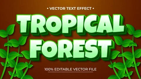 Text effect in 3d Tropical Forest text effect theme editable metal gradient.. Illustrazione stock