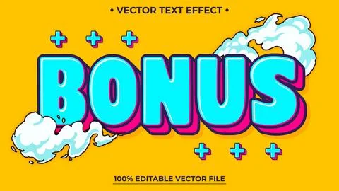 Text effect Bonus 3d Cartoon template style premium vector Illustrazione stock