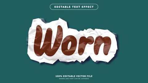 Text Effect Editable with with crumpled papercut style text effect editable Stock Illustration