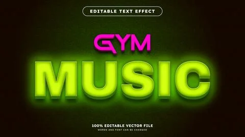 Text effect editable Gym Text glowing Neon light text style Stockillustratie