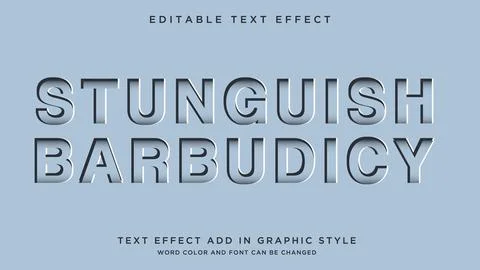Text effect editable vector design Stunguish Barbudicy text effect style Stock Illustration