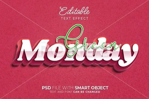 Text effect green monday editable style Modello PSD