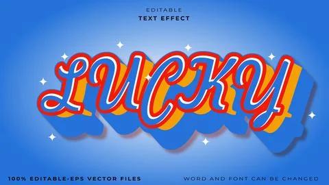 Text Effect Lucky Blue Font Template Vector 스톡 일러스트
