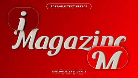 Text effect Magazine realistic embossed style template Stock Illustration