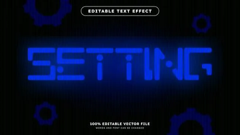 Text Effect Modern futuristic blue Setting with LCD panel Stock Illustration