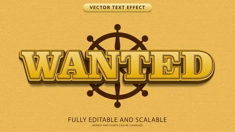 Text effect wanted editable eps file Stock Illustration