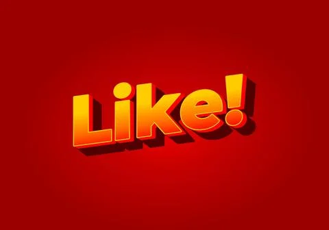 Like. Text effect in yellow red color. Red background Stock Illustration