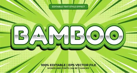 Text effects 3d bamboo, editable text style. Bamboo text effect, editable asi 스톡 일러스트