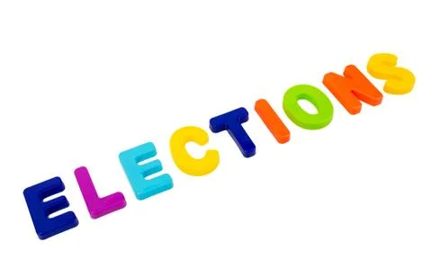 Text ELECTIONS on a white background. Stock Photos