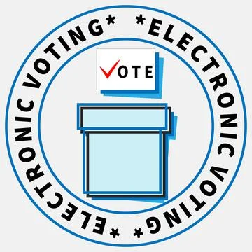 Text ELECTRONIC VOTING around blue ballot box Stock Illustration