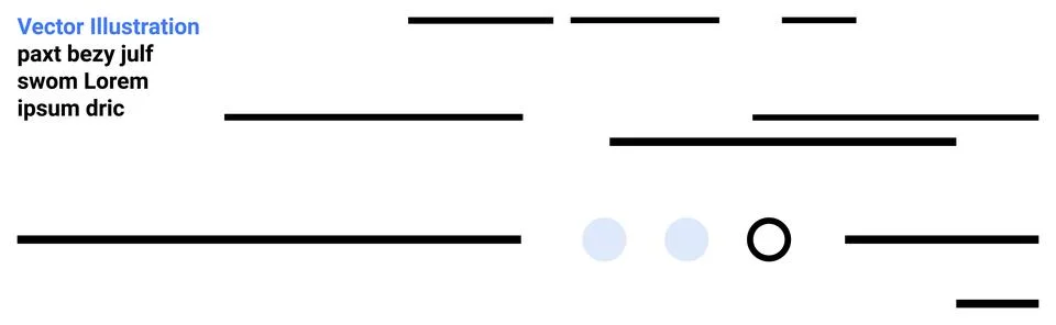 Text elements aligned, horizontal black lines of varying lengths, two light b Illustrazione stock