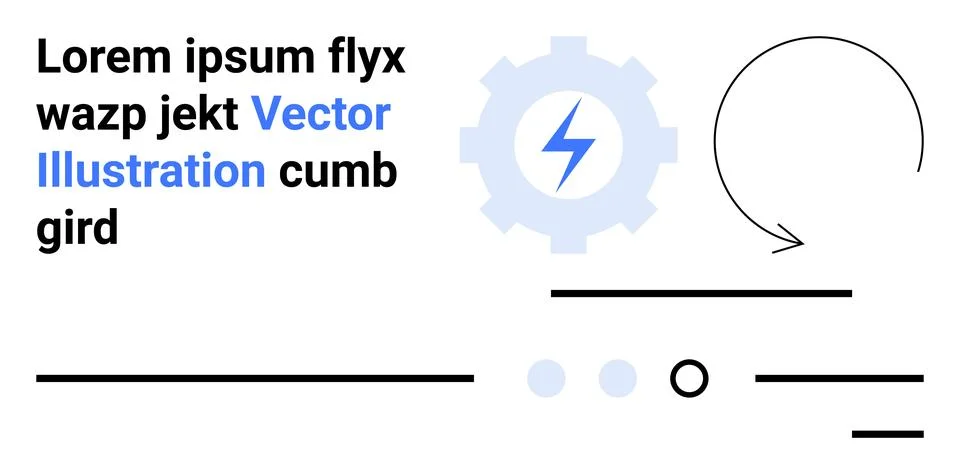 Text elements with vector gear, lightning bolt, arrow, lines, and circles. Id イラスト素材