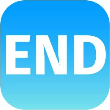 Text end blue and white icon Stock-Illustration