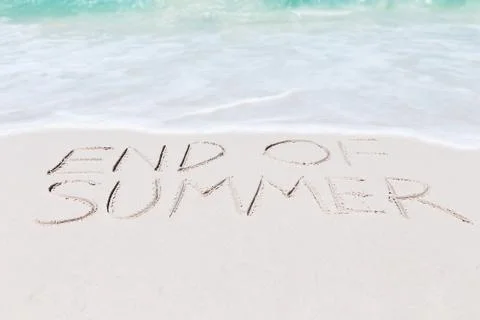 Text end of summer on beach Stock Photos