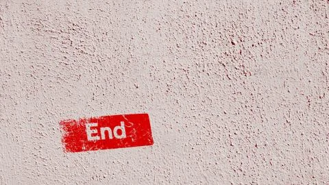 The text ‘END’  on a white textured background Stock Illustration