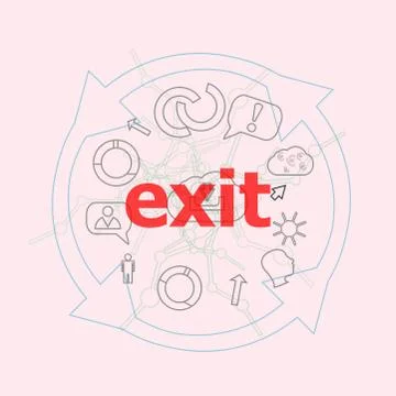 Text Exit. Social concept . Flat outline linear Infographic Stock Illustration