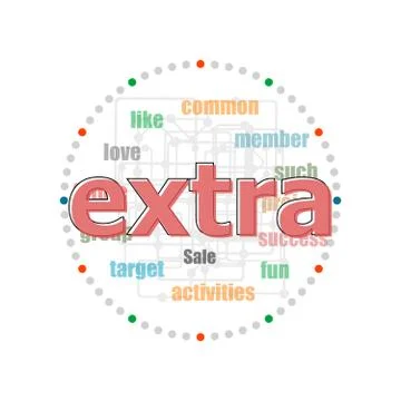 Text extra. Business concept . Word collage with different association terms Ilustración de archivo