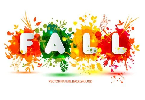 Text Fall in frame in paper style on multicolor blots background Stock Illustration