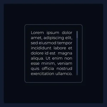 Text field with scrollbar UI element template Stock Illustration